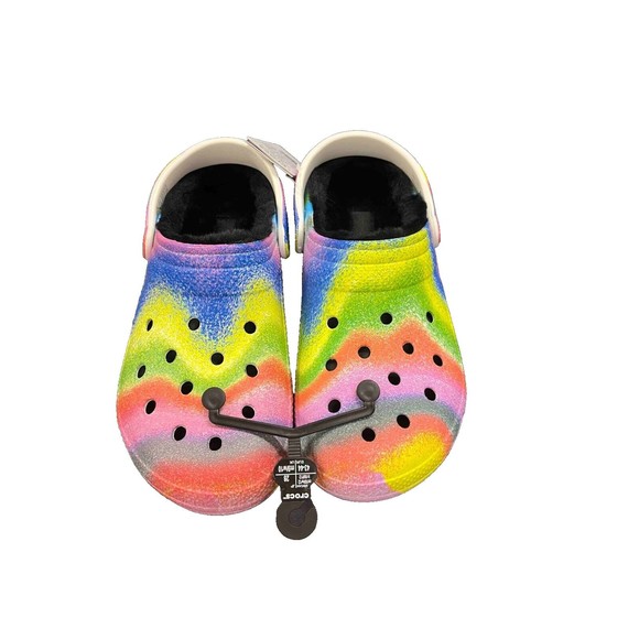 NWT Crocs Lined M 10 W 12 Clogs Spray Dye Multicolor Toasty Warm - Picture 2 of 11